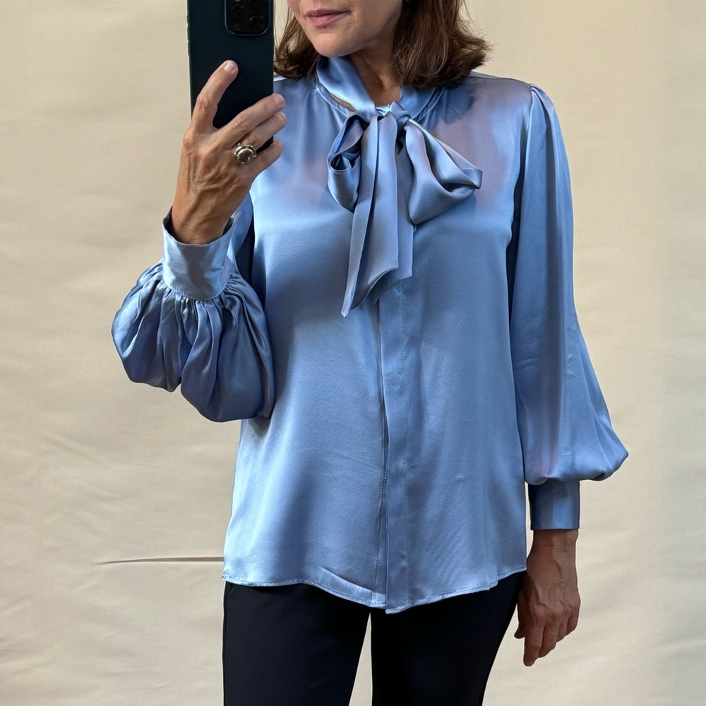 Hunter Bell Silk Charmeuse Bow Tie Blouse